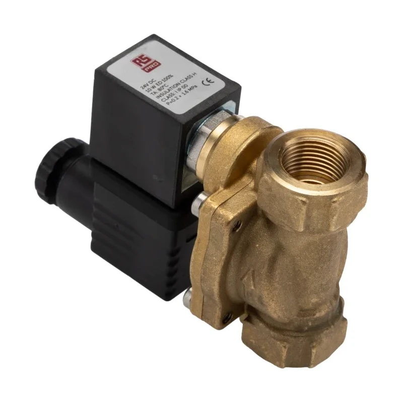RS PRO Solenoid Valve, 2 Port, Normally Closed, Brass Body, G3/8 BSP, 24V DC, 15 bar Pressure, Flow Factor Kv 1.7 144-0794