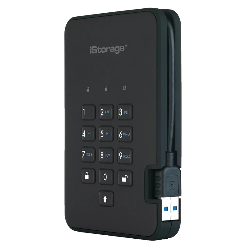 iStorage External Hard Drive HDD 2TB USB 3.1 AES-256 Hardware Encryption diskAshur2