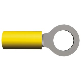 TE Connectivity PIDG Insulated Ring Terminal, M8 Stud Size, 12 AWG to 10 AWG Wire Size, Nylon Insulation, Yellow 160298