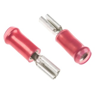 TE Connectivity PIDG FASTON .110 Red Insulated Female Spade Connector, Crimp Termination, 2.79 x 0.79 mm Tab Size 165566-2