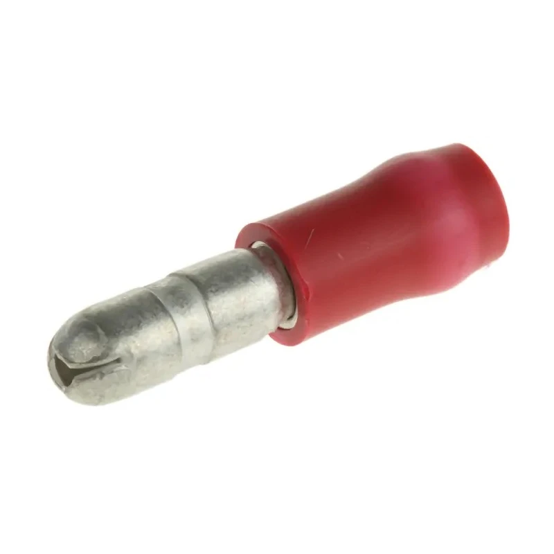 TE Connectivity Insulated Red Crimp Bullet Connector 20 AWG to 15 AWG, 4 mm Bullet Diameter Male 22.7mm Overall 165590-1