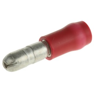 TE Connectivity Insulated Red Crimp Bullet Connector 20 AWG to 15 AWG, 4 mm Bullet Diameter, Male 165590-1