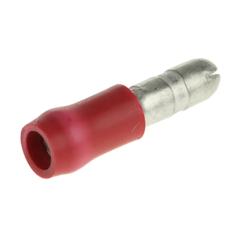 TE Connectivity Insulated Red Crimp Bullet Connector 20 AWG to 15 AWG, 4 mm Bullet Diameter, Male 165590-1