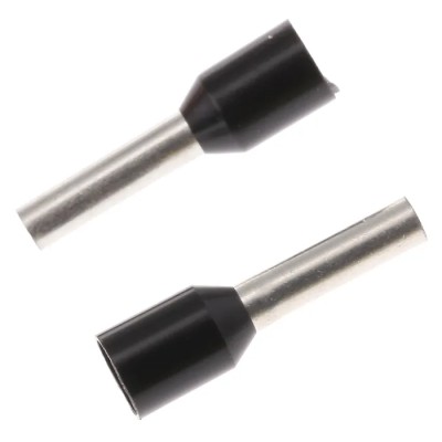 TE Connectivity Insulated Crimp Bootlace Ferrule, 8 mm Pin Length, 1.7 mm Pin Diameter, Black to 16 AWG Wire Size 1-966067-2