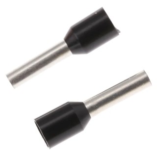 TE Connectivity Insulated Crimp Bootlace Ferrule, 8 mm Pin Length, 1.7 mm Pin Diameter, Black, Insulated, 16 AWG 1-966067-2