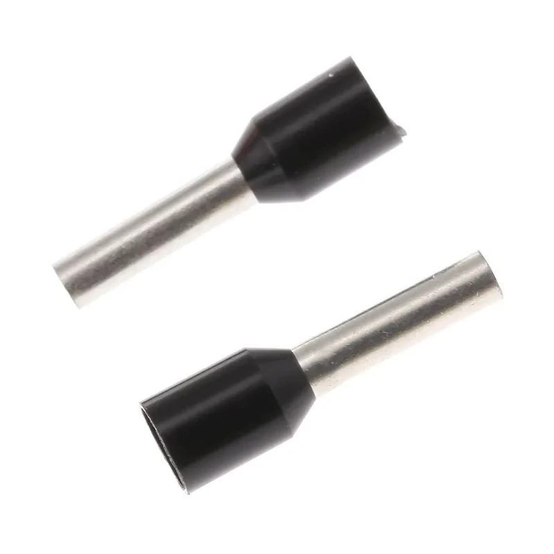 TE Connectivity Insulated Crimp Bootlace Ferrule, 8 mm Pin Length, 1.7 mm Pin Diameter, Black, Insulated, 16 AWG 1-966067-2