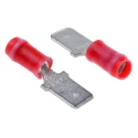 RS PRO PIDG FASTON .250 Red Insulated Male Spade Connector Crimp 6.35 x 0.81 mm Tab Size 22 AWG to 16 AWG 66023-2