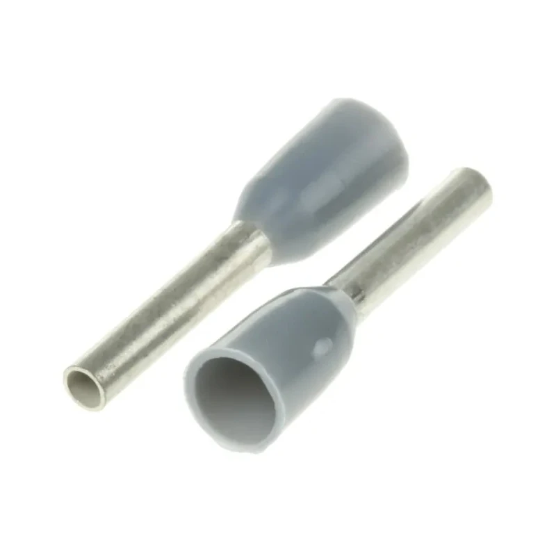 TE Connectivity Insulated Crimp Bootlace Ferrule, 8 mm Pin Length, 1.2 mm Pin Diameter, Grey, Tin Plated Copper 966067-5