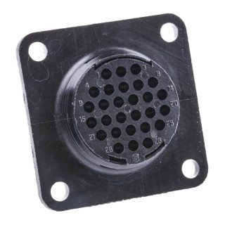 TE Connectivity Circular Connector Panel Mount Socket Female 28 Contacts IP67 Standard Size 600V Crimp Termination 206038-1