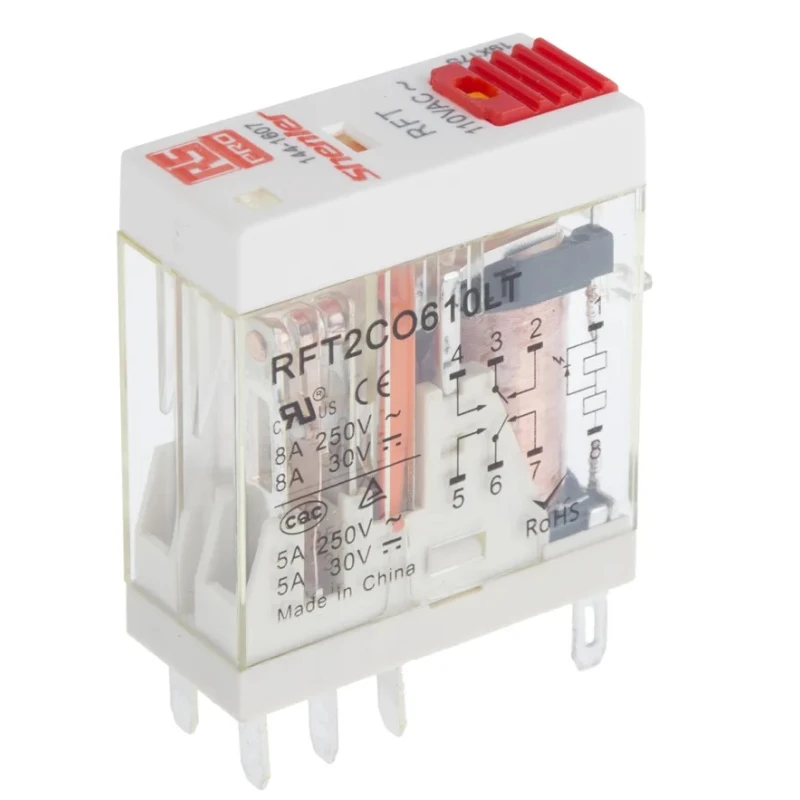 RS PRO Power Relay 110V ac Coil, 8A Switching Current, DPDT, Silver Alloy Contacts 144-1607