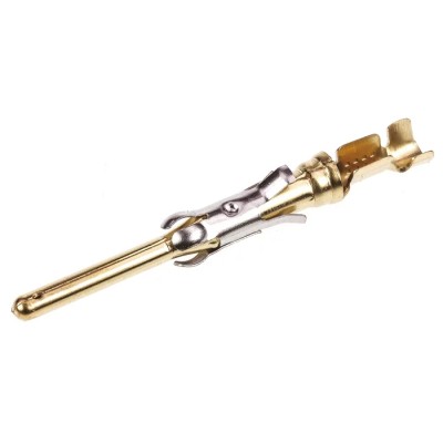 TE Connectivity Male Crimp Circular Connector Contact, Contact Size 16, Wire Size 20, 24 AWG, 250V, 13A, Gold over 163086-2
