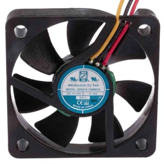 RS PRO Axial Fan, 12V DC, 16.9 m³/h Air Flow, 1.2 W Power, 90 mA Max Current, Protection, 50 mm Square Frame, Ball IP55