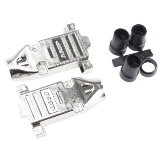 TE Connectivity AMPLIMITE HD-20 Series Metal Plated Plastic Straight D-Sub Backshell, 9 Way Strain Relief 5748677-1