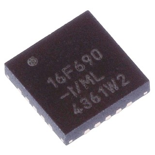 Microchip 8 bit PIC16F Microcontroller 7kB FLASH 20 MHz 20-Pin QFN PIC16F690-I/ML