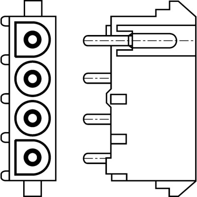 TE Connectivity Commercial MATE-N-LOK Male Connector Housing 6.35 mm Pitch 3 Way 1 Row Straight 154565