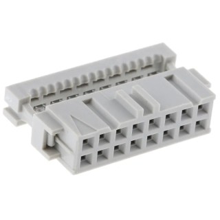 TE Connectivity 16-Way IDC Connector Female for Cable, 2 Row, Gold over Nickel Plating, 1A, 1000V, Right Angle 1-215882-6