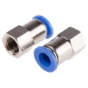 RS PRO Pneumatic Fitting 10mm Push-in Threaded-to-Tube Connector 3/8 in R Nickel Finish 60°C Maximum Operating 144-2638