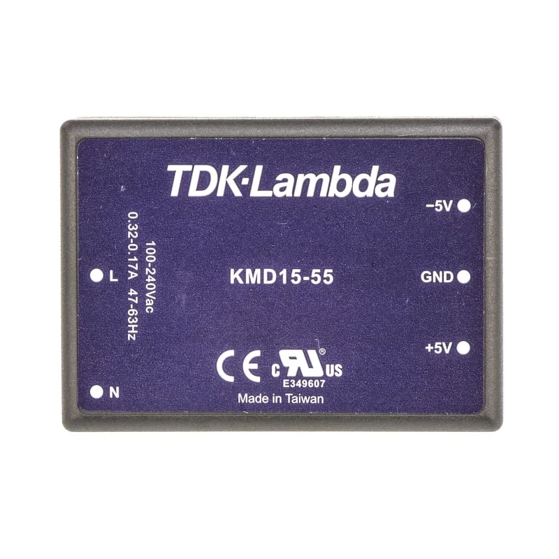 TDK-Lambda Switching Power Supply PCB Mount Dual Output 5 V DC 1.5 A 15 W 90-375 V AC/DC KMD15-55