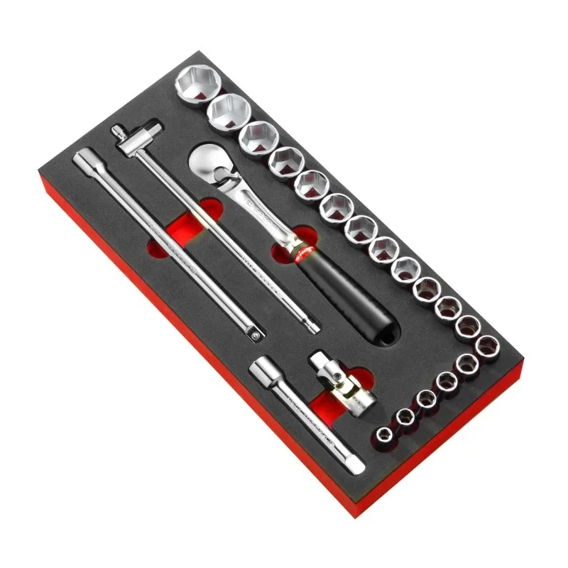 Facom 23-Piece 1/2 in 12 Point Socket Set Chrome Vanadium Steel Bright Chrome Finish MODM.SL1