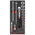 Facom 23-Piece 1/2 in 12 Point Socket Set Chrome Vanadium Steel Bright Chrome Finish MODM.SL1
