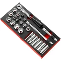 Facom 25-Piece 1/2 in 12 Point Socket Set Chrome Vanadium Steel Bright Chrome Finish MODM.SL2U