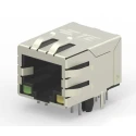 TE Connectivity 1-2301994 Series RJ45 Connector Female PCB Cat6 Nickel Plated Brass Shield Right Angle 2 Port 8 Way RJ45