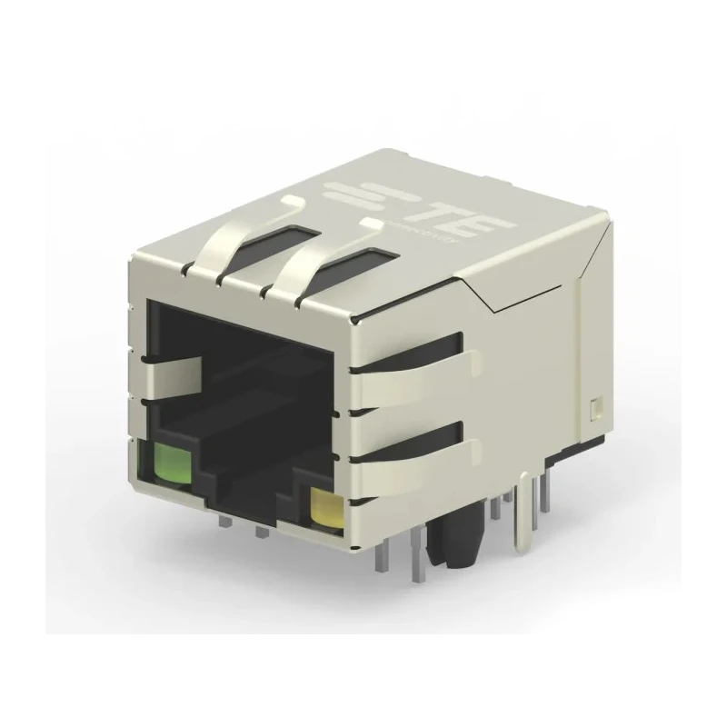 TE Connectivity 1-2301994 Series RJ45 Connector Female PCB Cat6 Nickel Plated Brass Shield Right Angle 2 Port 8 Way RJ45