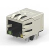 TE Connectivity RJ45 Connector Female PCB Mount Cat6 Nickel Plated Brass Shield Right Angle 2 Port 8 Way