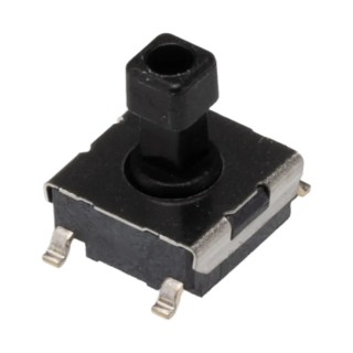 Omron Tactile Switch Plunger, 4.7 mm Actuator Length, SPST Contact Configuration, 50mA Current, 250 V AC, 24 V DC B3FS-1050