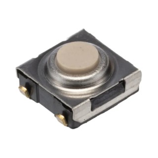 Omron IP67 Ivory Tactile Switch Button 1.1 mm SPST 50mA 24 V dc Through Hole B3SN-3012