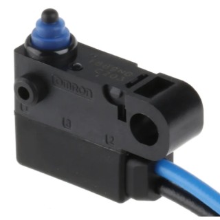 Omron Ultra Subminiature Sealed Pin Plunger Micro Switch, Pre-Wired Terminal, 2A Contact, SPST, IP67, Model D2HW-C203MR