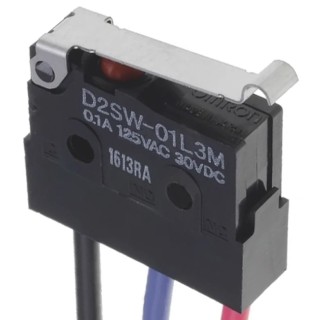 Omron Simulated Roller Lever Micro Switch Pre-Wired Terminal 3A 250 V AC 30 V DC SPST IP67 D2SW-3L3-3M