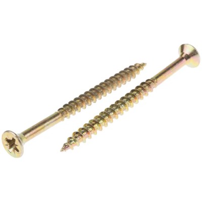 RS PRO Pozidriv Countersunk Steel Wood Screw Passivated Zinc Plated 6 mm Thread 80 mm Length 144-3492