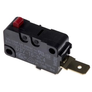 Omron Aratas Pin Plunger Miniature Micro Switch, Tab Terminal, SPST, 16A, 250V AC, IP40, D3V-16-3C4