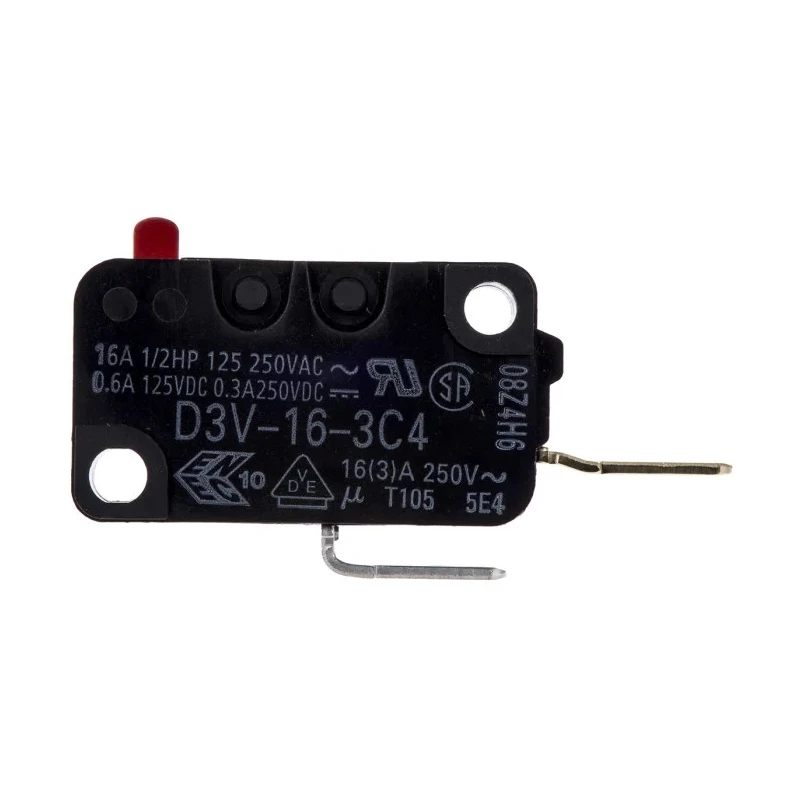 Omron Aratas Pin Plunger Miniature Micro Switch, Tab Terminal, SPST, 16A, 250V AC, IP40, D3V-16-3C4