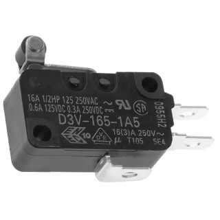 Omron Miniature Short Roller Lever Micro Switch, Solder Tab Terminal, 16A, SPDT, IP40 D3V-165-1A5