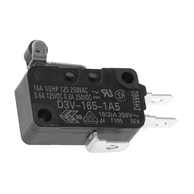 Omron Miniature Short Roller Lever Micro Switch, Solder Tab Terminal, 16A, SPDT, IP40 D3V-165-1A5