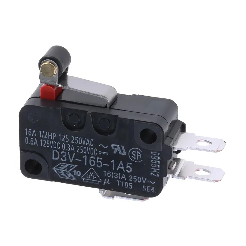 Omron Miniature Short Roller Lever Micro Switch, Solder Tab Terminal, 16A, SPDT, IP40 D3V-165-1A5