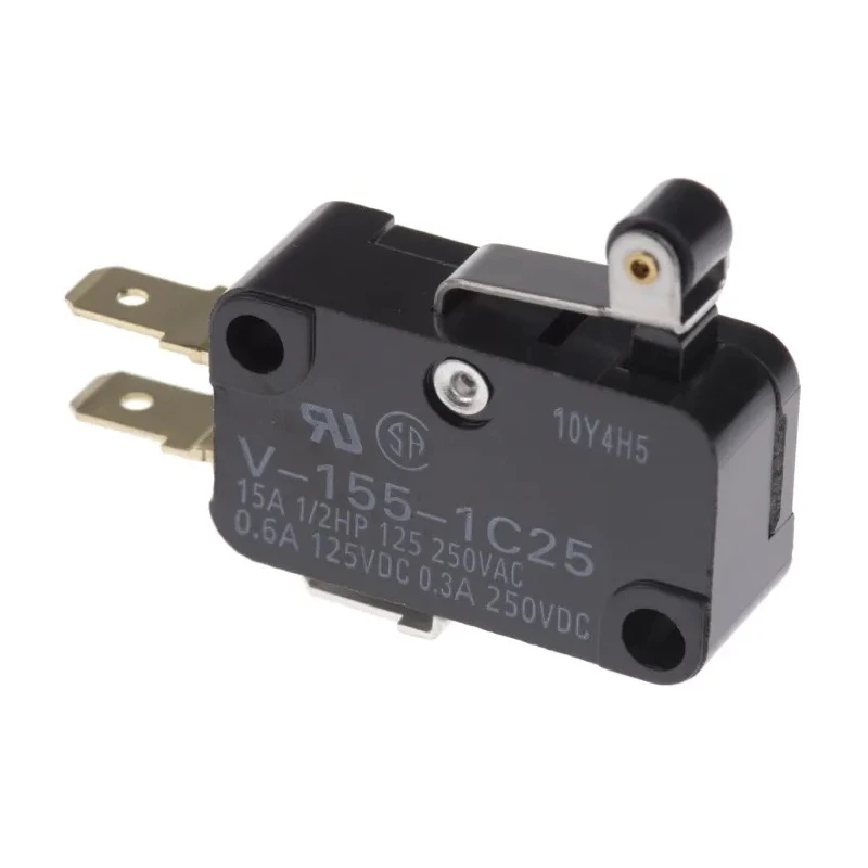 Omron Short Roller Lever Micro Switch SPDT 15A 250V AC Tab Terminal IP40 V-155-1C25