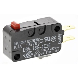 Omron Aratas Pin Plunger Miniature Micro Switch, Tab Terminal, 16A, SPDT, IP40 D3V-16G-1C25