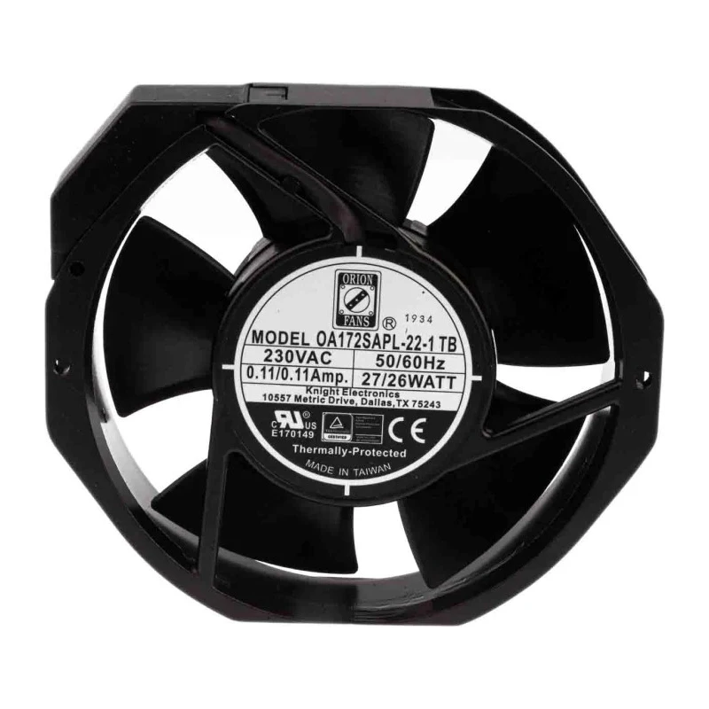 RS PRO High-Performance AC Axial Fan 230V AC, 28W, 120mA Max, 387.4 m³/h Airflow, 172 mm Frame Size, IP55 Protection IP55