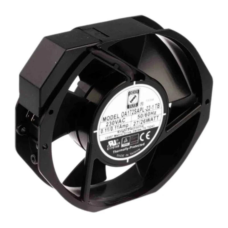RS PRO High-Performance AC Axial Fan 230V AC, 28W, 120mA Max, 387.4 m³/h Airflow, 172 mm Frame Size, IP55 Protection IP55