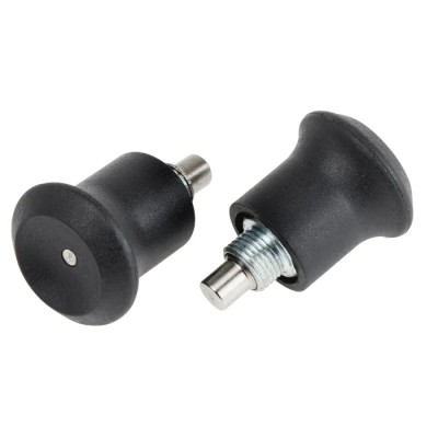 RS PRO M8 x 0.75 mm Index Bolt, 30 mm Long, Matt Zinc Plated Stainless Steel with Thermoplastic Knob 144-3685