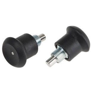 RS PRO M10 x 1 mm Index Bolt, 35 mm Long, Matt Zinc Plated Stainless Steel Body, Thermoplastic Knob 144-3686