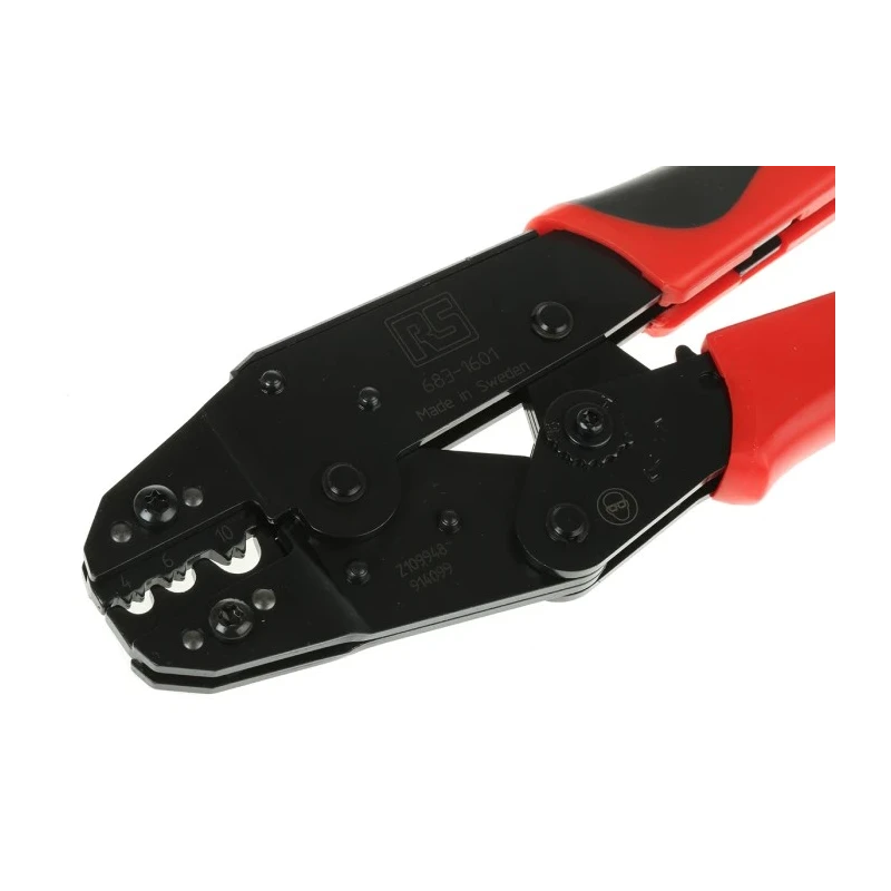 RS PRO Hand Crimp Tool for Tubular Cable Lug 4-10 mm2 / AWG 12-8, Adjustable Ratchet, 200mm Length 683-1601