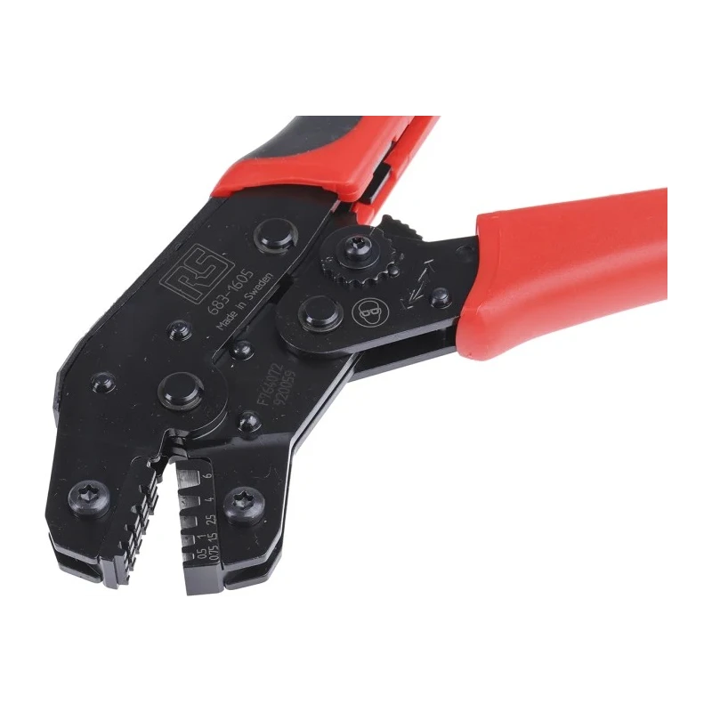 RS PRO Hand Crimp Tool for Wire End Sleeves, 0.5-6 mm², 198mm Length, Ratchet Mechanism 683-1605