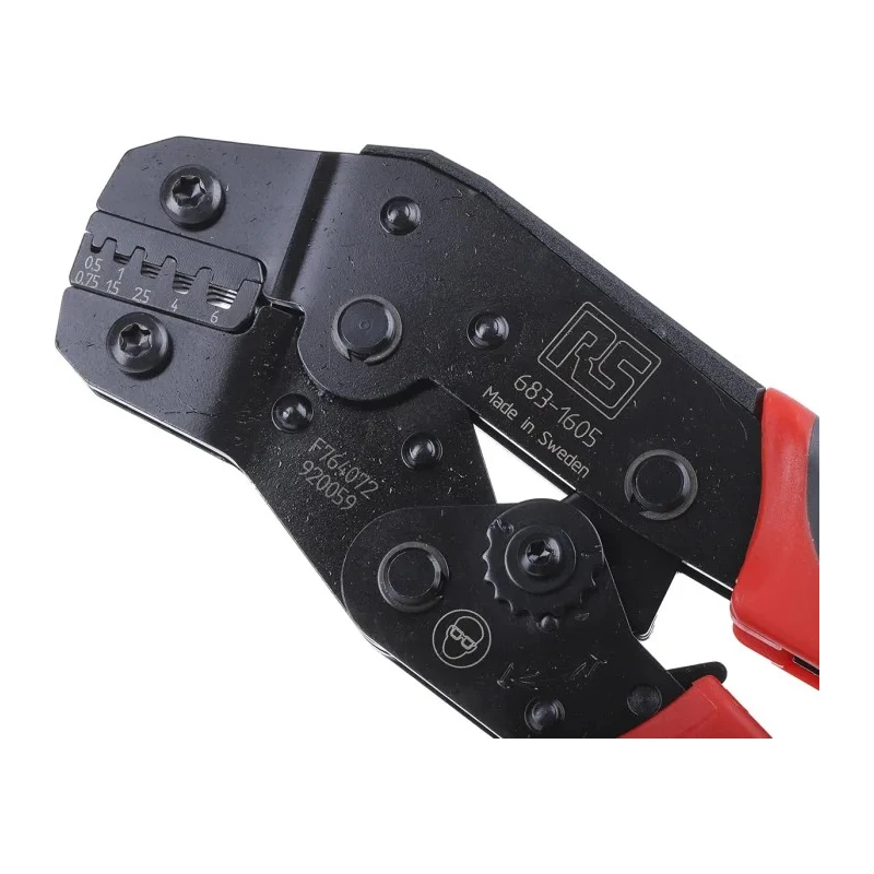 RS PRO Hand Crimp Tool for Wire End Sleeves, 0.5-6 mm², 198mm Length, Ratchet Mechanism 683-1605