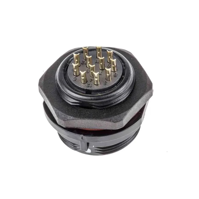 RS PRO Circular Connector 12 Contacts Front Mount Socket Male IP68 Rated 400V 5A Standard Size 21 mm Shell Diameter 144-4204
