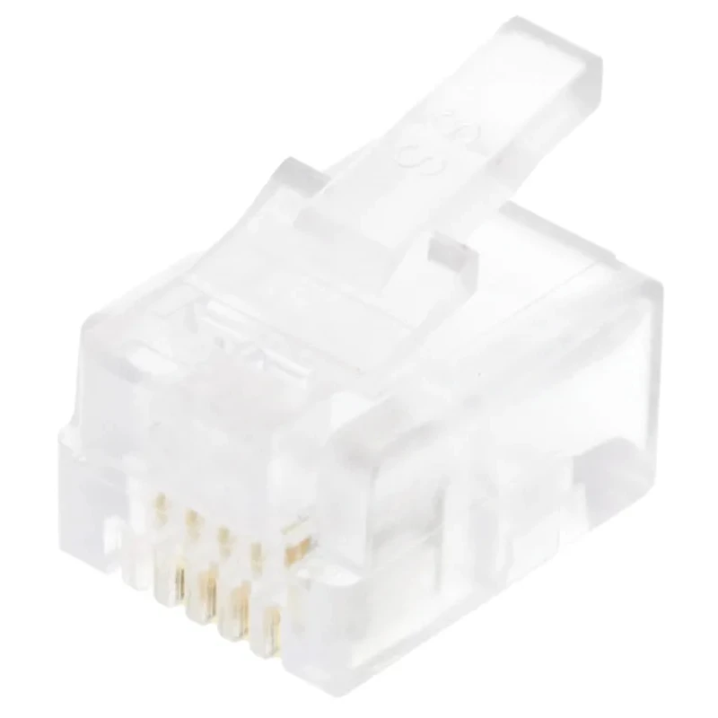 Bel-Stewart RJ14 Cable Male Modular Jack Connector, Cat3 UTP Shield, Straight Orientation, 1 Port 4,6 Way 940-SP-3046