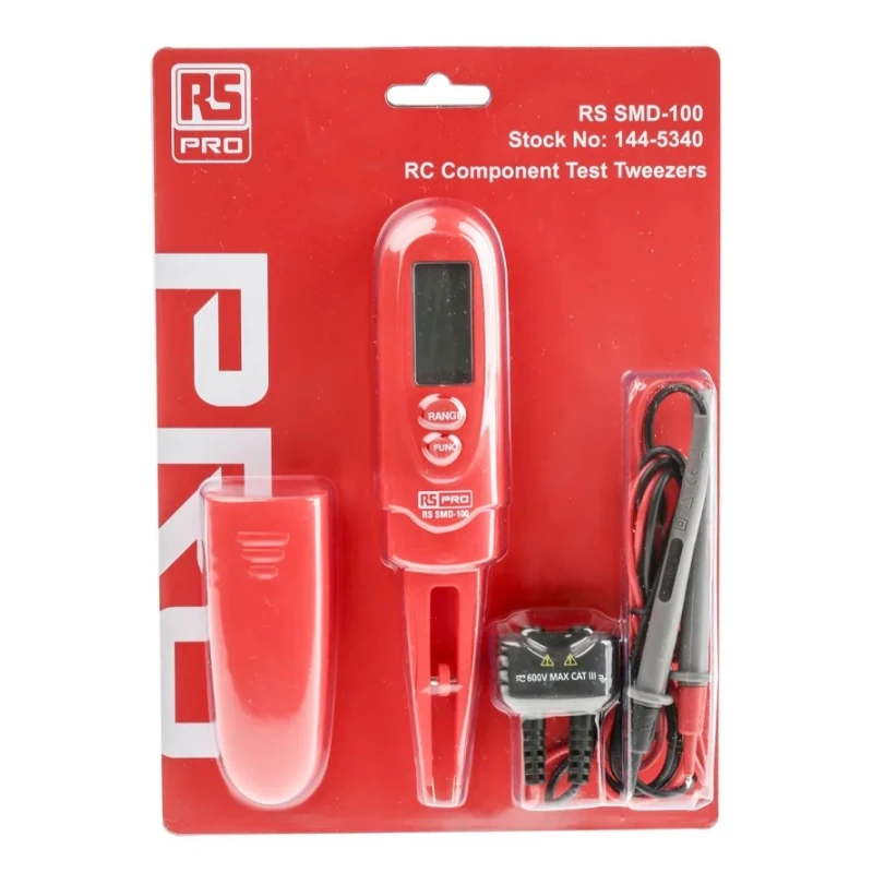 RS PRO RC Component Tester Tweezers Resistance Resolution 100mΩ Capacitance Measurement Resolution 1pF 144-5340